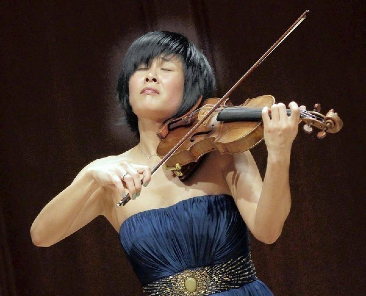 Jennifer Koh, violin soloist in her "Bach and Beyond Part II" recital at Hahn Hall, Music Academy of the West, in Montecito on April 24, 2013.