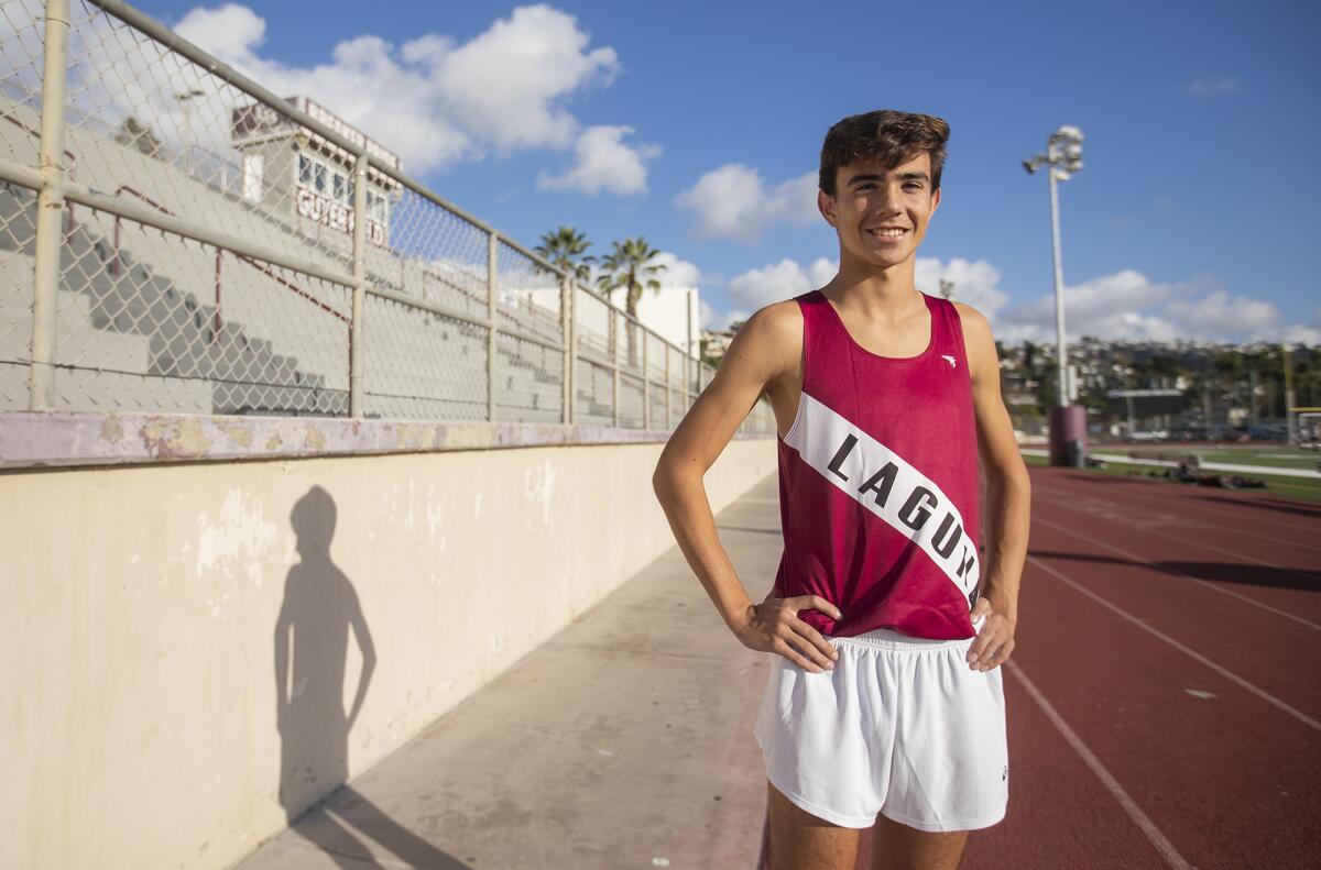 Laguna Beach's Mateo Bianchi won the 1,600 meters in the Meet of Champions Distance Classic at Arcadia High on Saturday.