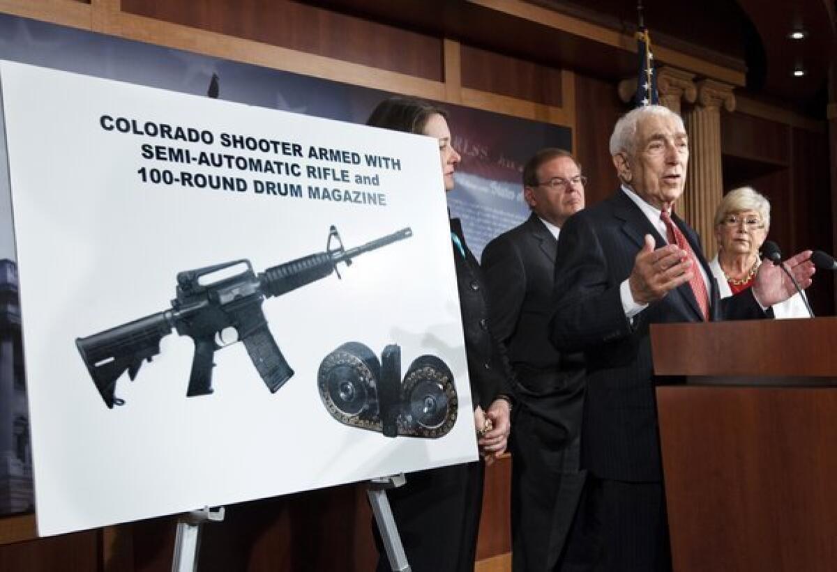 Sen. Frank R. Lautenberg (D-N.J.) speaks at a news conference in Washington to criticize the sale of high-capacity magazines for assault rifles.