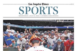 A picture of the L.A. Times sports section cover featuring pictures of Shohei Ohtani