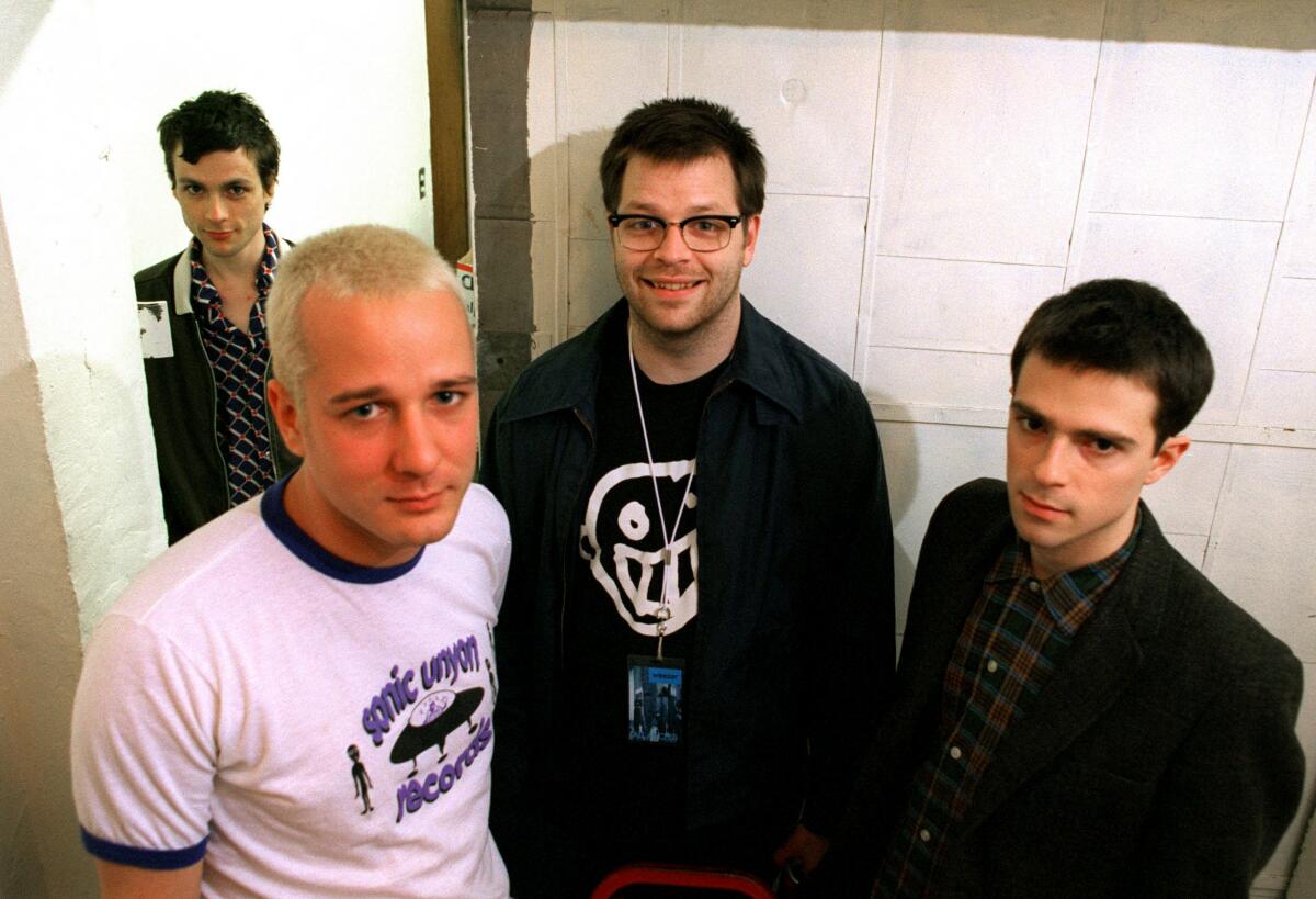 Weezer members backstage at the Hollywood Palladium