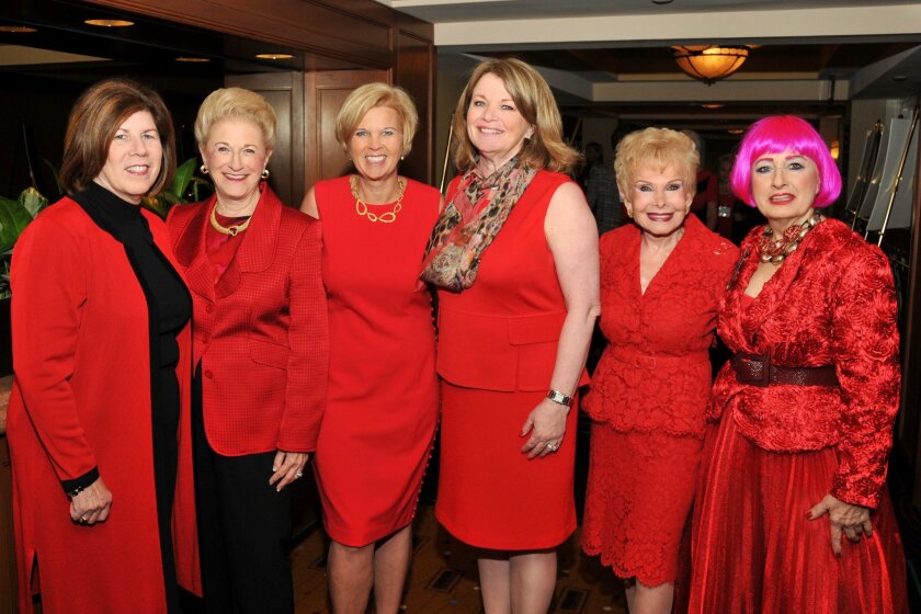 From left, Dr. Mary Lyons, Judy White (honorees); Tricia Khaleghi (event chair; Mary Birch Hospital CEO); Debbie Turner, Lee Goldberg, Zandra Rhodes (all honorees).