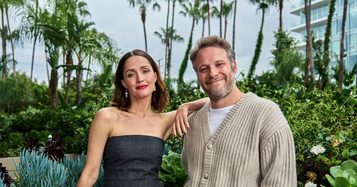 Ketamine trips, electric scooters, bucket hats. Seth Rogen and Rose Byrne get physical