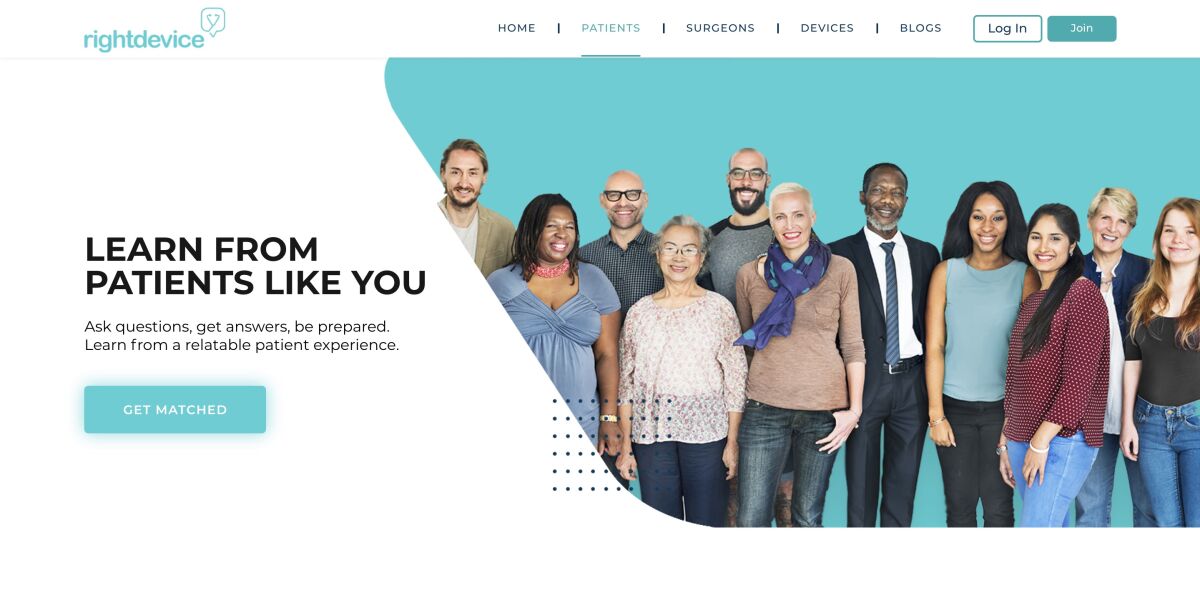RightDevice.com helps patients learn what surgical device is right for them and connects them with peer support.