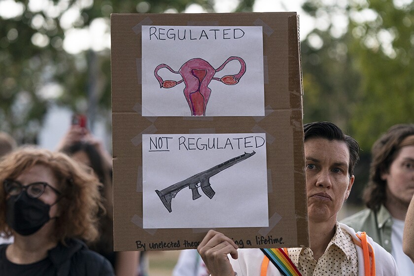 Supporters of abortion rights protest the U.S. Supreme Court's decision to overturn Roe vs. Wade.