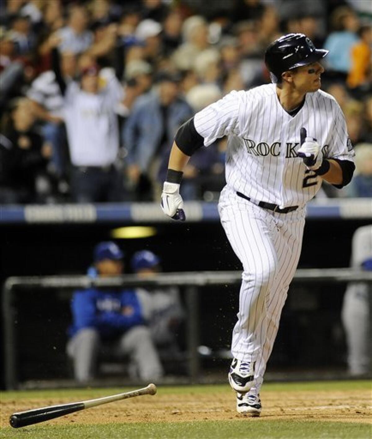 This is the glove belonging to Colorado Rockies Troy Tulowitzki shot