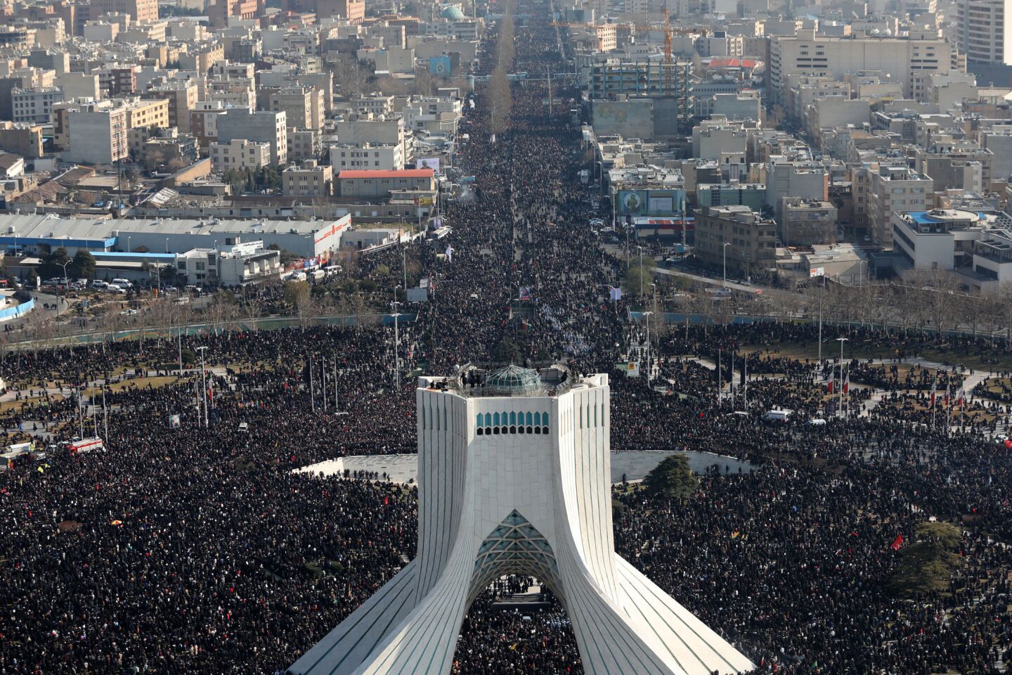 Mourners attend the funeral for Gen. Qassem Suleimani in Tehran.