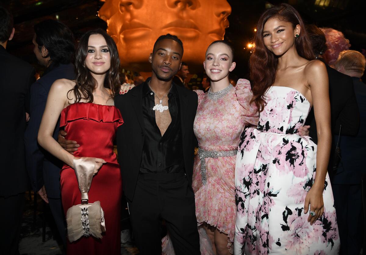 "Euphoria" cast members, from left: Maude Apatow, Algee Smith, Sydney Sweeney and Zendaya.