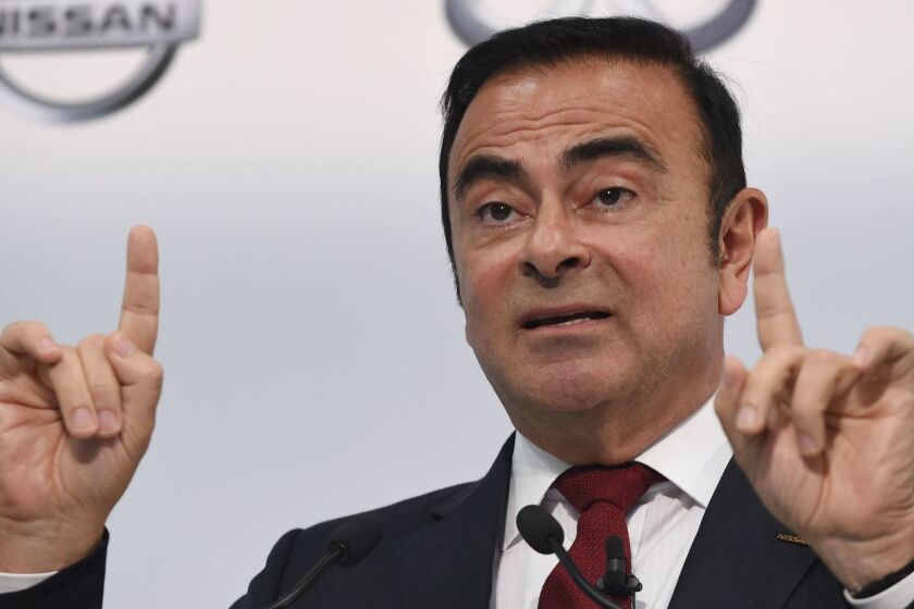 (FILES) In this file photo taken on May 13, 2015, Nissan Motors Chairman and CEO Carlos Ghosn speaks during the company's financial results press conference in Yokohama. - Nissan board members have sacked disgraced Carlos Ghosn as chairman, local media reported on November 22, 2018, which would be a spectacular fall from grace for the once-revered boss whose arrest for financial misconduct stunned the car industry and the business world. (Photo by Toshifumi KITAMURA / AFP)TOSHIFUMI KITAMURA/AFP/Getty Images ** OUTS - ELSENT, FPG, CM - OUTS * NM, PH, VA if sourced by CT, LA or MoD **