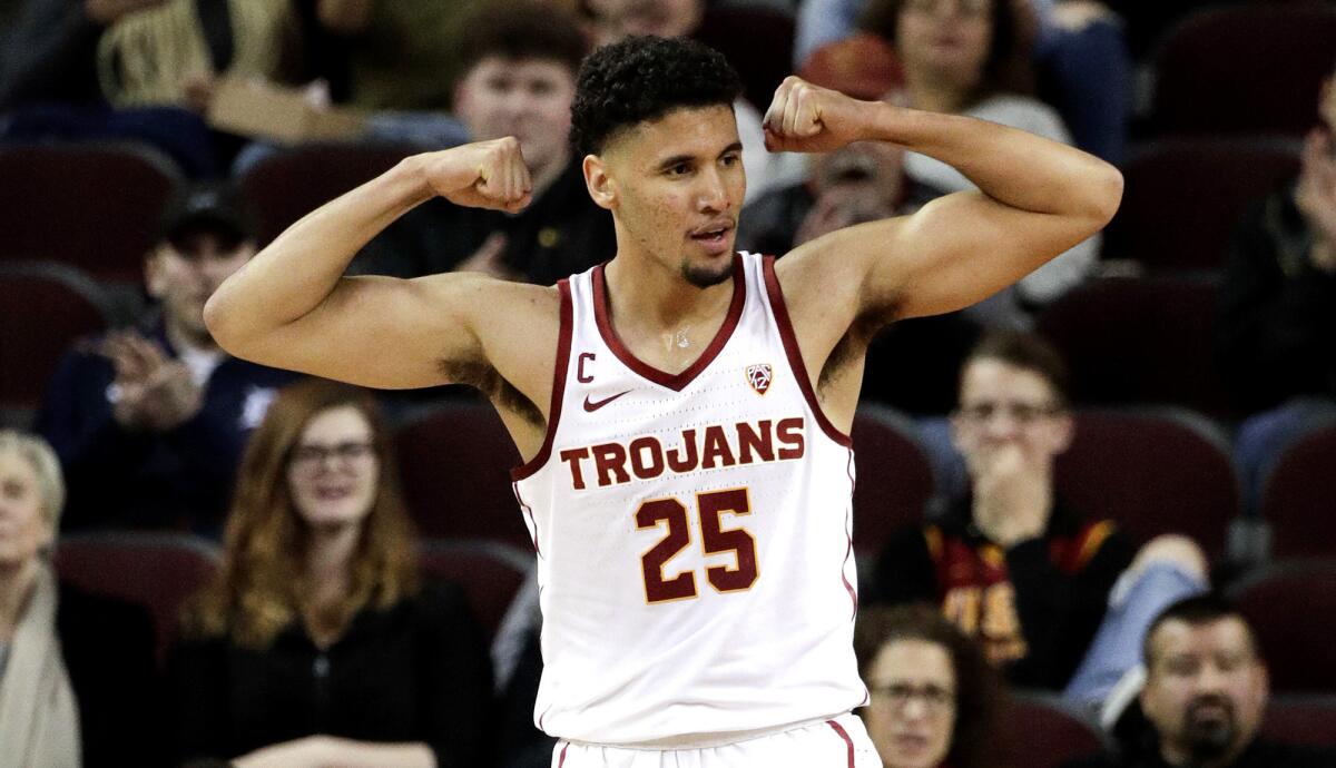 USC's Bennie Boatwright celebrates his basket during the second half against California on Jan. 3.