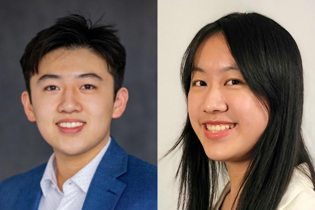 The Bishop’s School students James Hou and Shirley Xu are among the Regeneron Science Talent Search scholars for 2023.