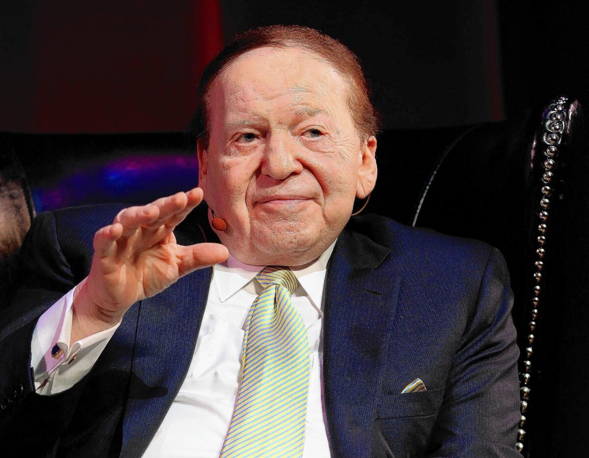 Casino magnate Sheldon Adelson has taken a public stand against online gaming.