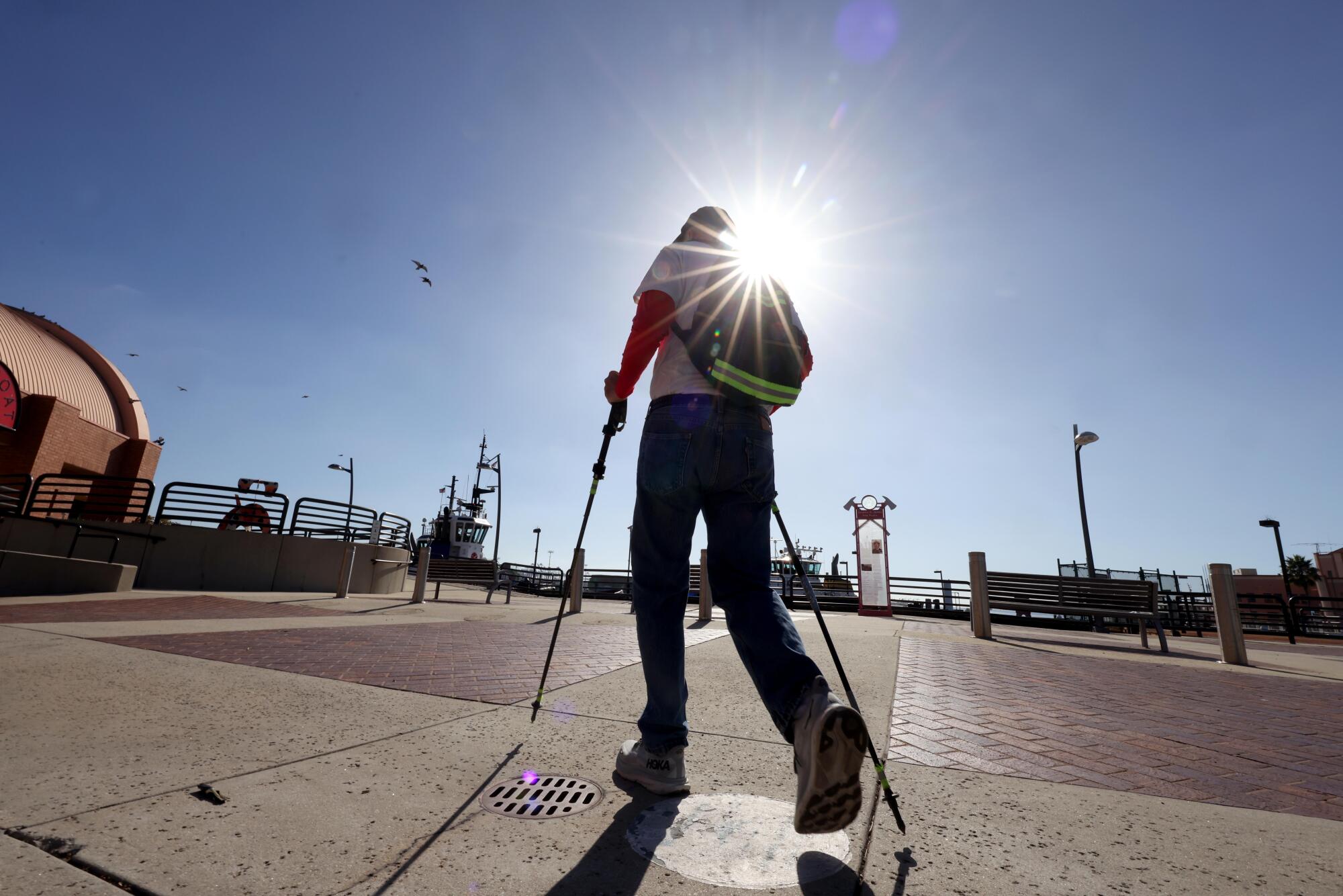 Dr. Roy Parts walks the LA Harbor West Path, one of the many trails he wrote about in his book, San Pedro.