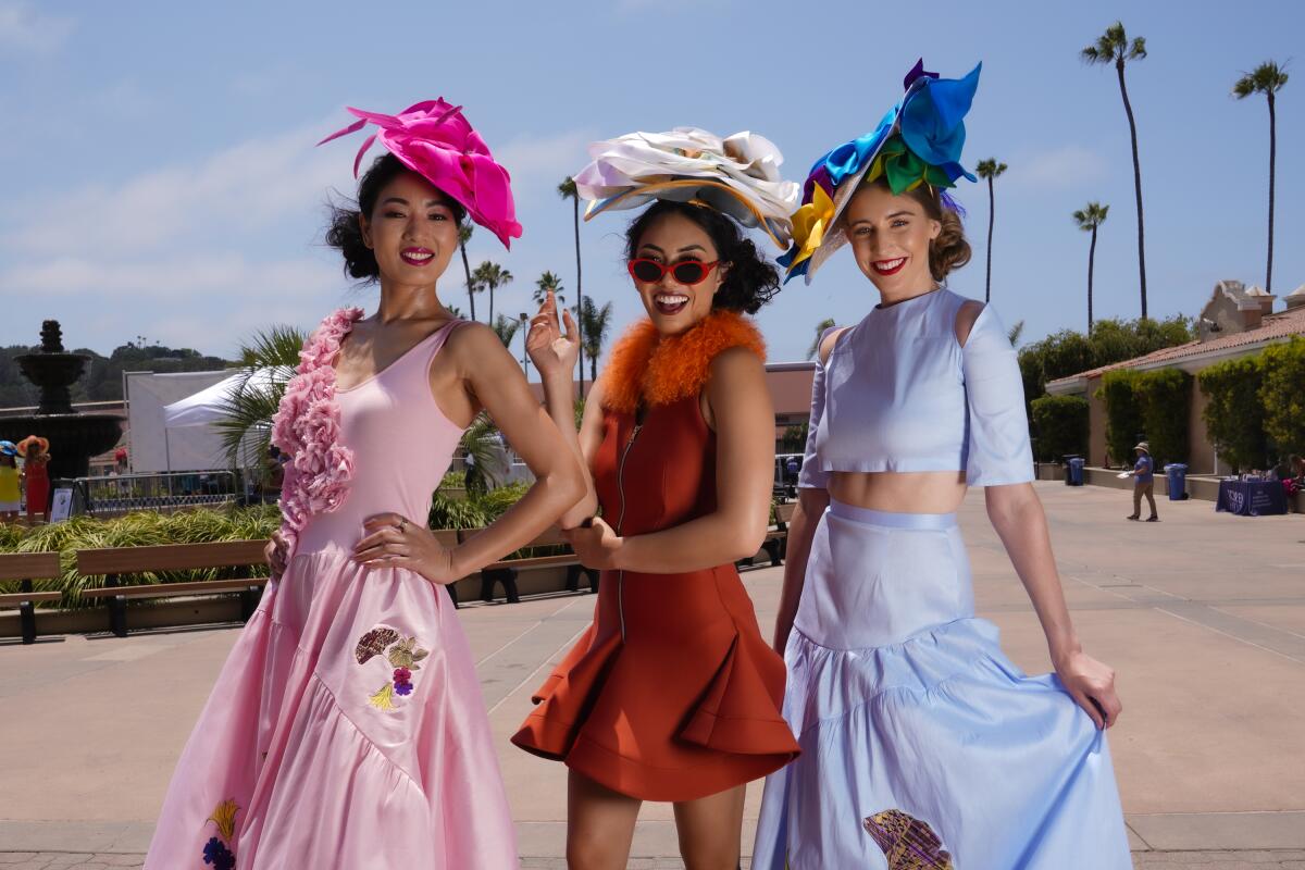 Fancy hats on Opening Day at Del Mar Race Track on Friday, July 16, 2021 in Del Mar, CA.
