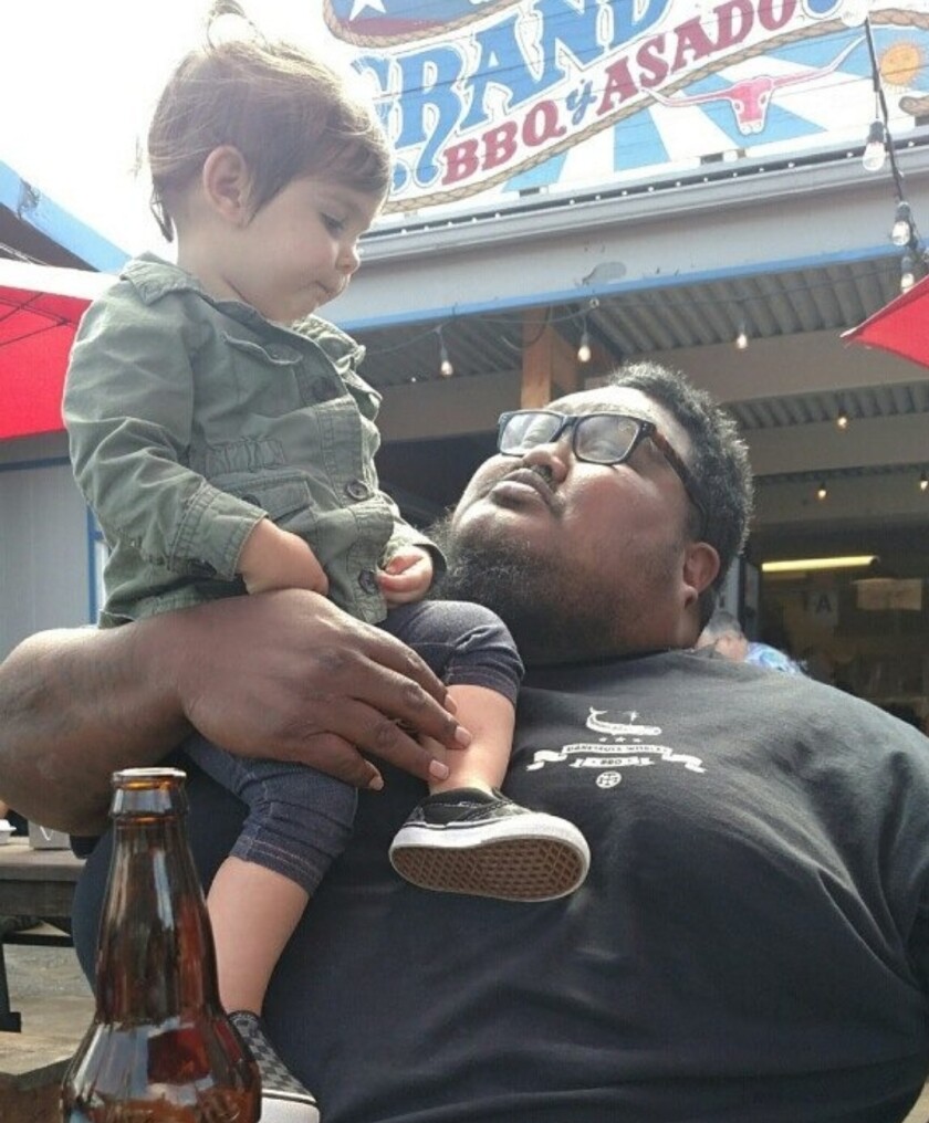 Nate Soroko with his niece, Holly Grover.