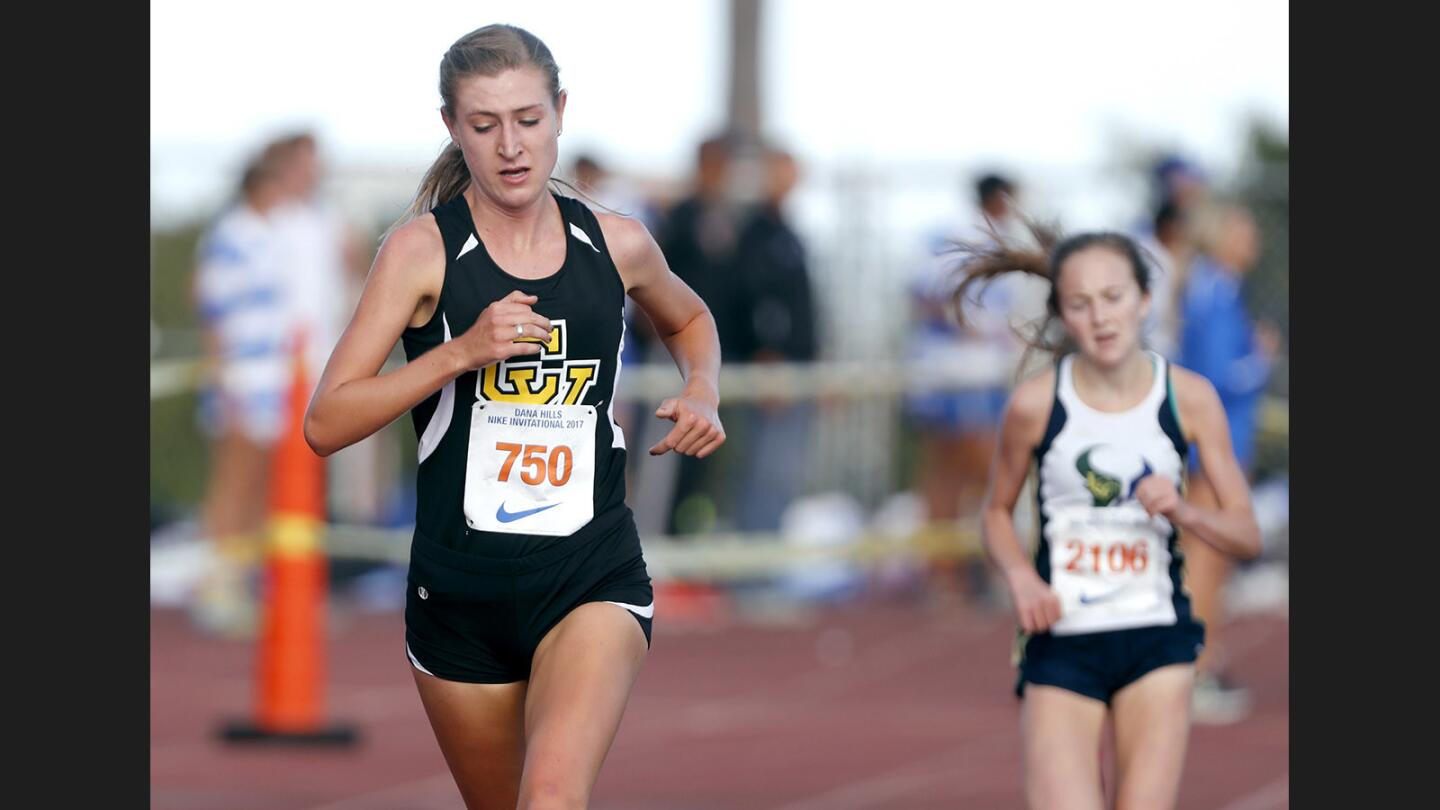 Capistrano Valley High School's Haley Herberg came in first with a time of 16:15.1 in the Girls Division 1 3-mile Invitational race in the Dana Hills 2017 Nike XC Invitational at Dana Hills High School, in Dana Point on Saturday, Sept. 23, 2017.