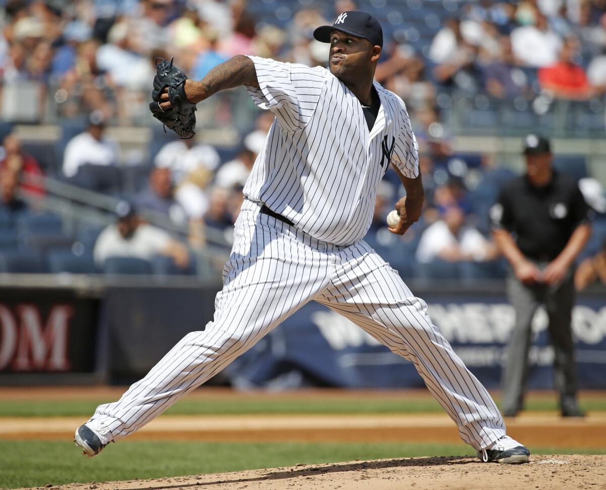 Yankees starting pitcher CC Sabathia had to leave his outing against the Indians in the third inning. Sabathia was placed on the disabled list a day later.