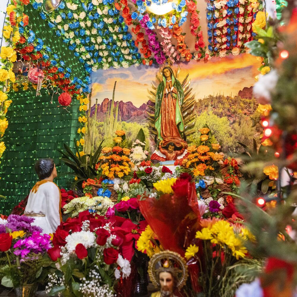 A shrine in honor of the Virgen de Guadalupe.
