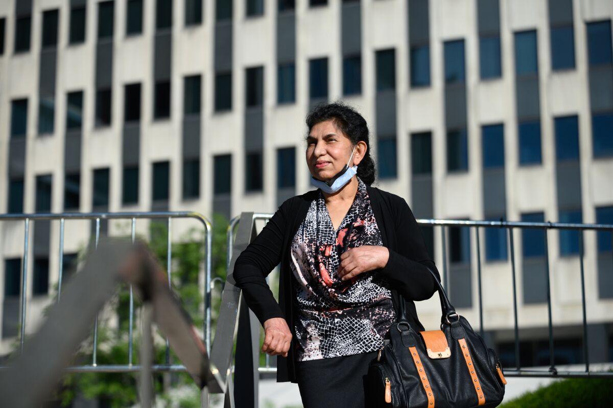 Azra Nazir gets her citizenship in New York at Federal Plaza.