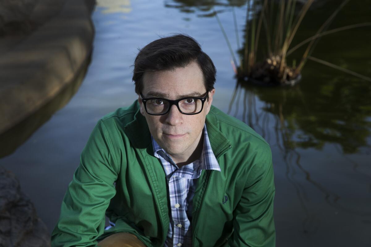 Rivers Cuomo, lead vocalist, lead guitarist and songwriter of Weezer, is photographed at Douglas Park in Santa Monica, on March 14.