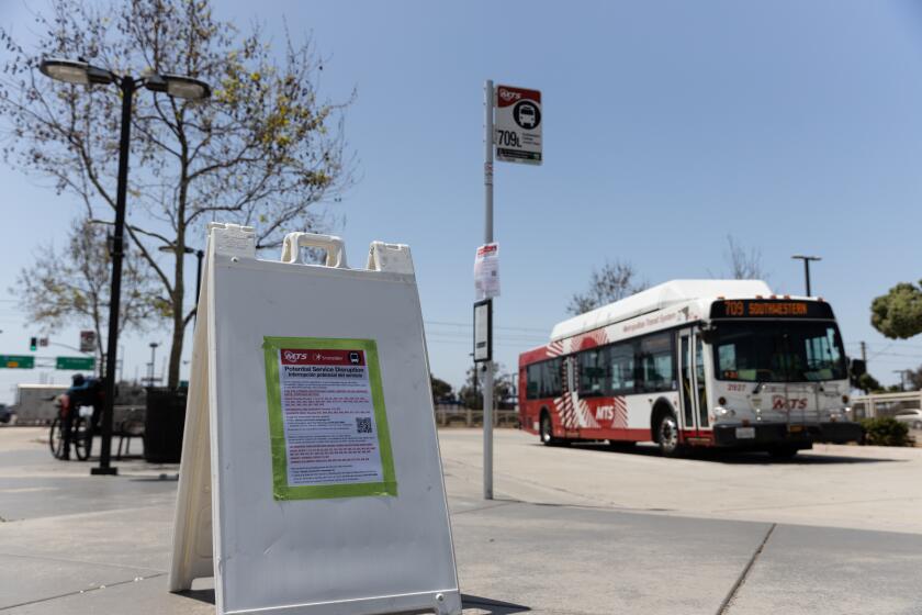 A bus for the 709 route leaves the H Street Transit Center in Chula Vista on Wednesday, April 26, 2023.