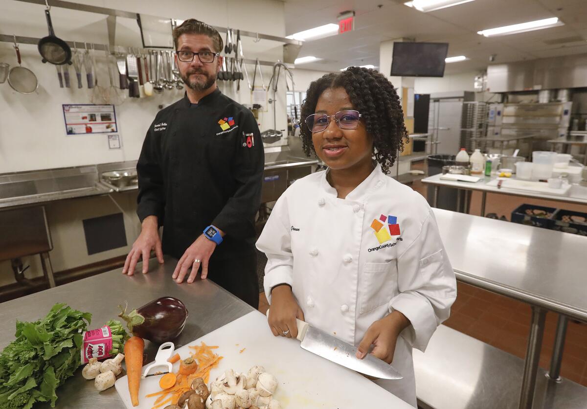 Anaya Green, a freshman in the Culinary with Chef Director Daniel Mattos.