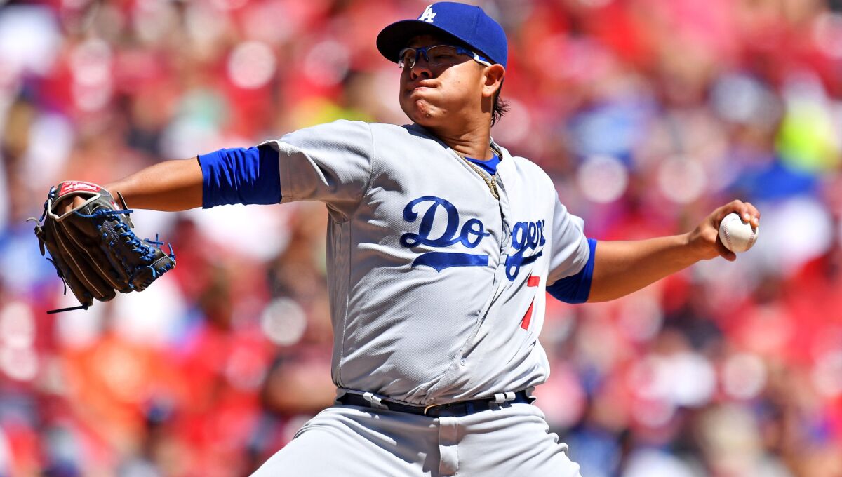 Dodgers starter Julio Urias pitched six innings Sunday to improve his record to 4-2.