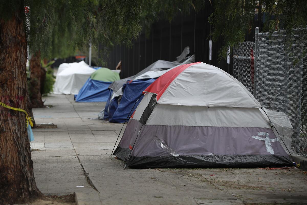 A tent encampment in downtown L.A. on May 24. 