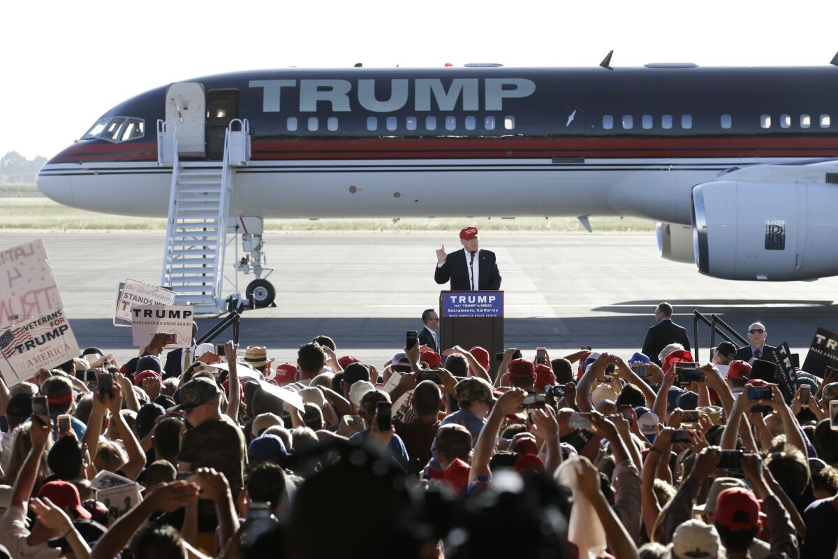 Donald Trump speaks Wednesday at a rally in Sacramento.