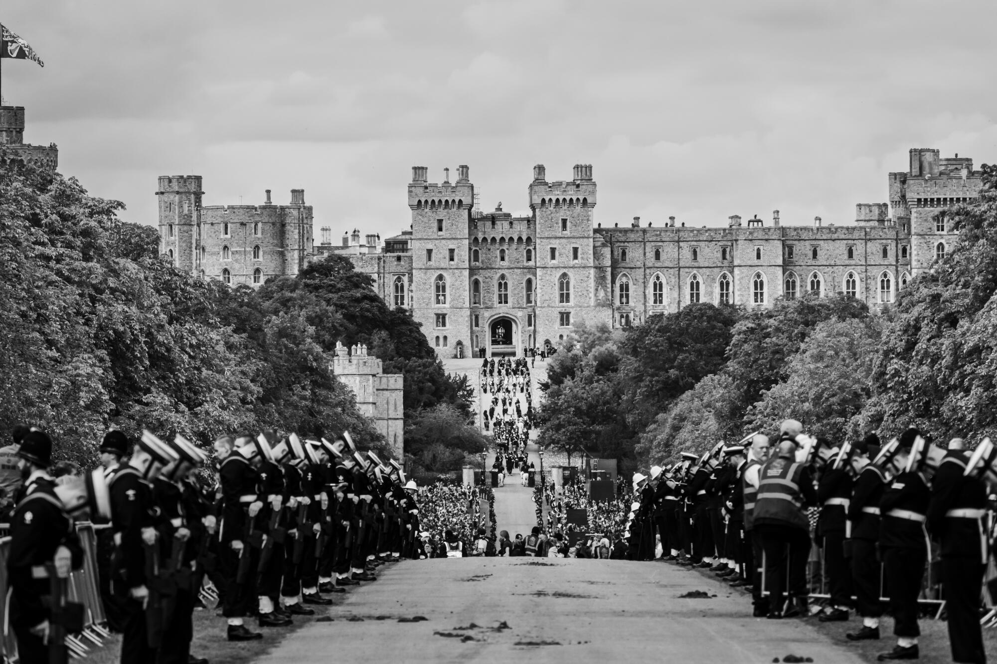 The road leading to Windsor Castle, which will be the final resting place for Queen Elizabeth II.