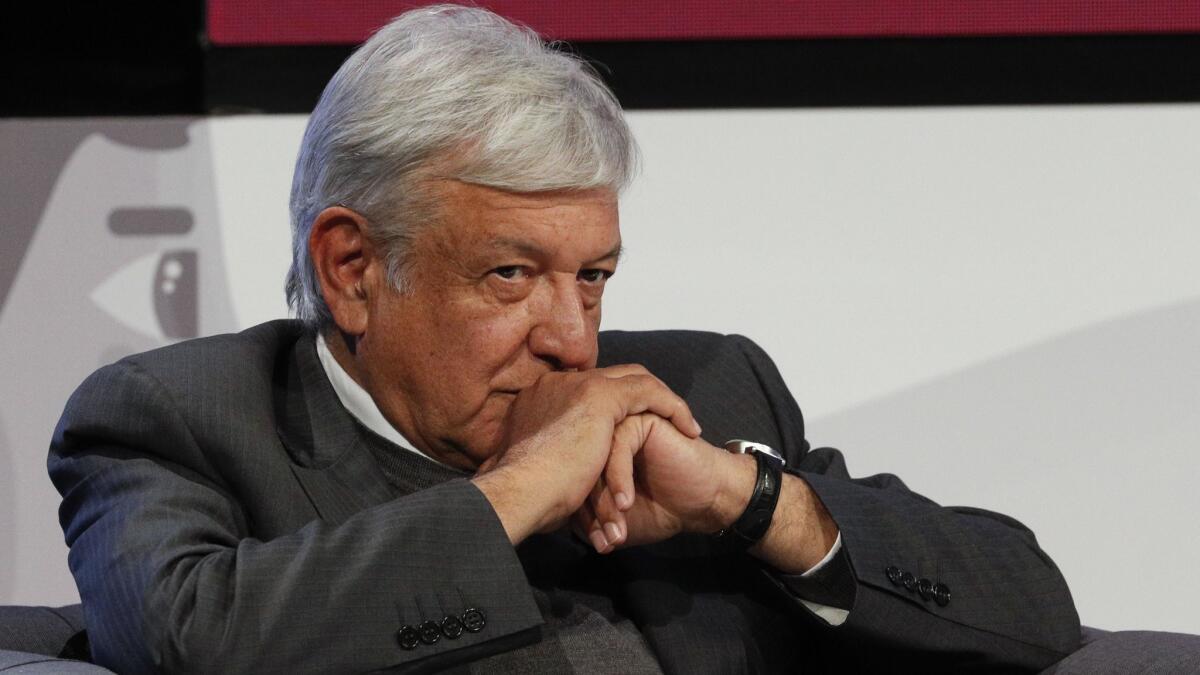 Mexican President-elect Andres Manuel Lopez Obrador listens during a meeting Nov. 22 in Mexico City.