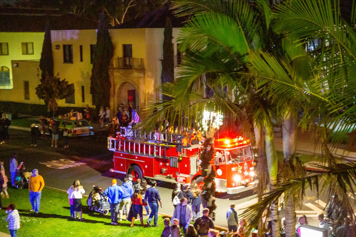Firetruck rides are among the attractions at Liberty Station's holiday tree-lighting festivities, which return Nov. 25.