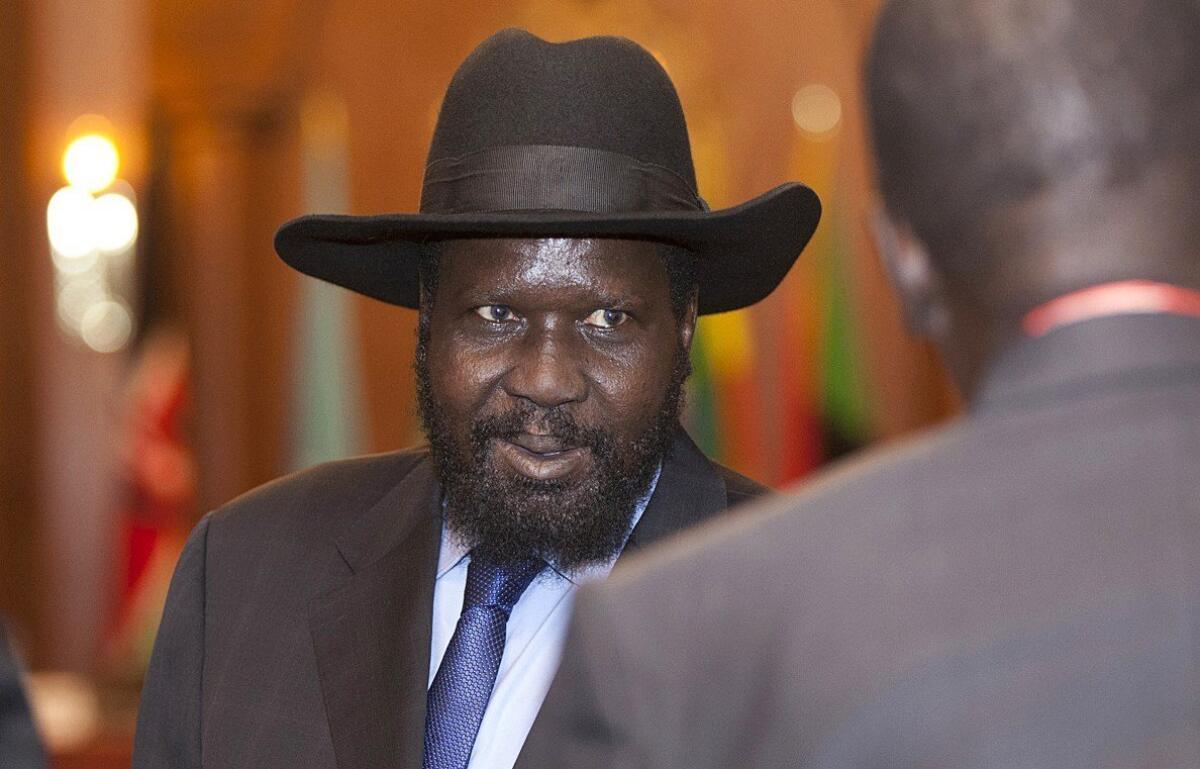 South Sudan's president, Salva Kiir, arrives at a summit in Ethiopia on Jan. 29, 2015. Kiir signed a peace deal and power-sharing accord to end a 20-month civil war on Aug. 25.