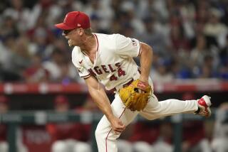 Angels relief pitcher Ben Joyce throws a 105.5 mph pitch to end the ninth inning on Sept. 3, 2024, in Anaheim.