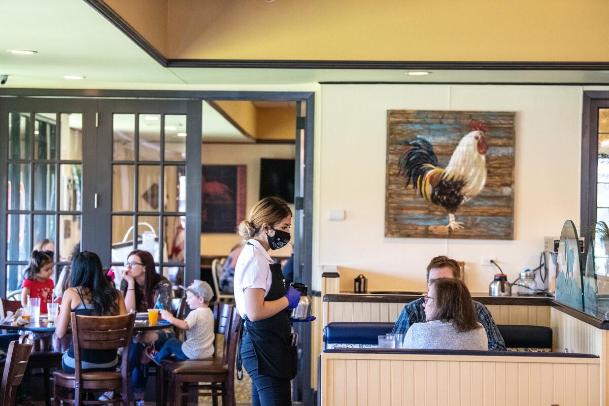 The scene inside the Original Pancake House on Tuesday, May 19, 2020, in Norco, Calif.