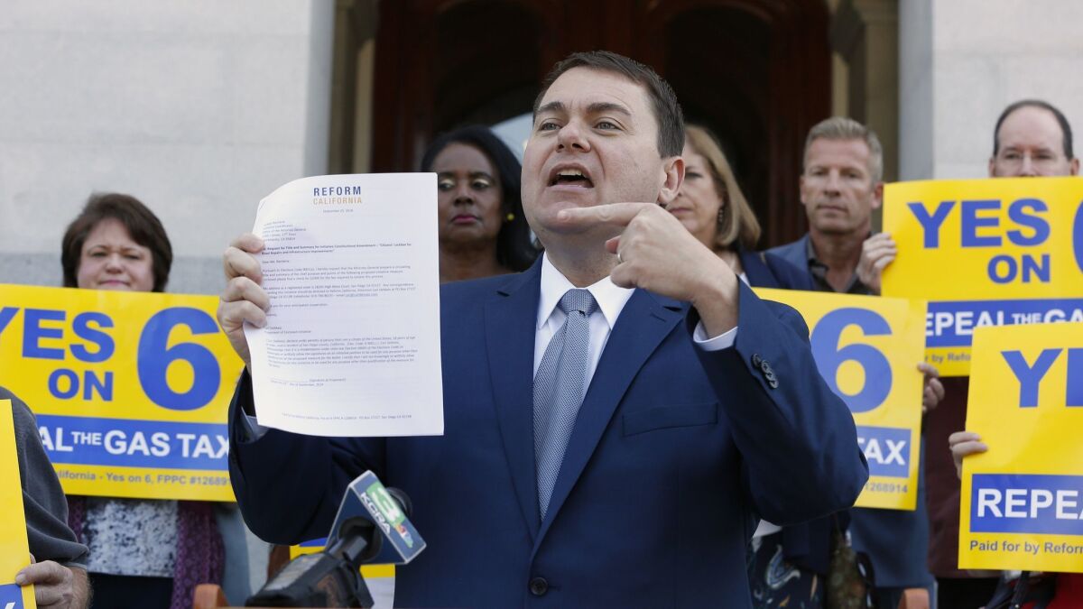 Carl DeMaio, who is leading the Proposition 6 campaign to repeal a recent gas tax increase, says California has diverted transportation funds away from road repairs in the past.