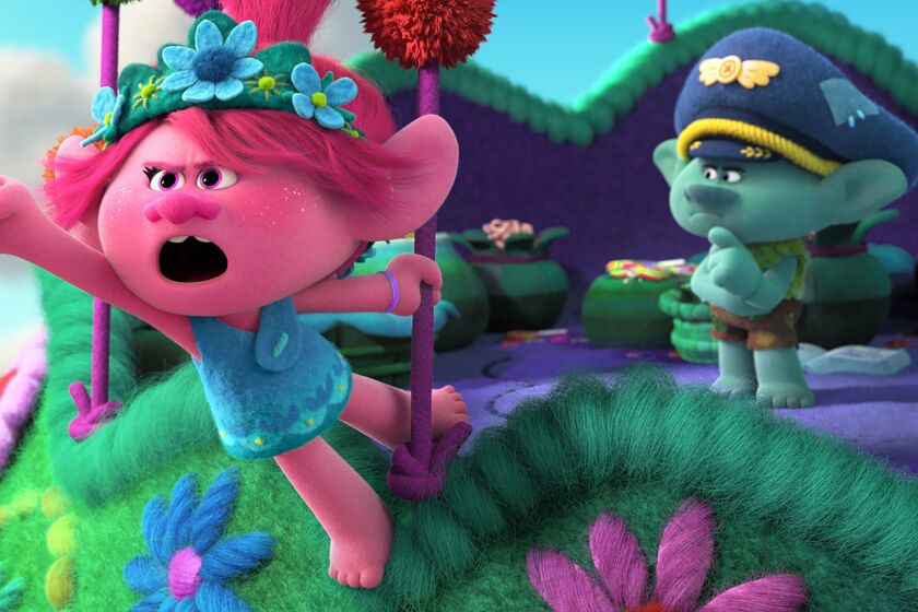 Poppy and Branch (voiced by Anna Kendrick and Justin Timberlake) are back in the movie "Trolls World Tour."