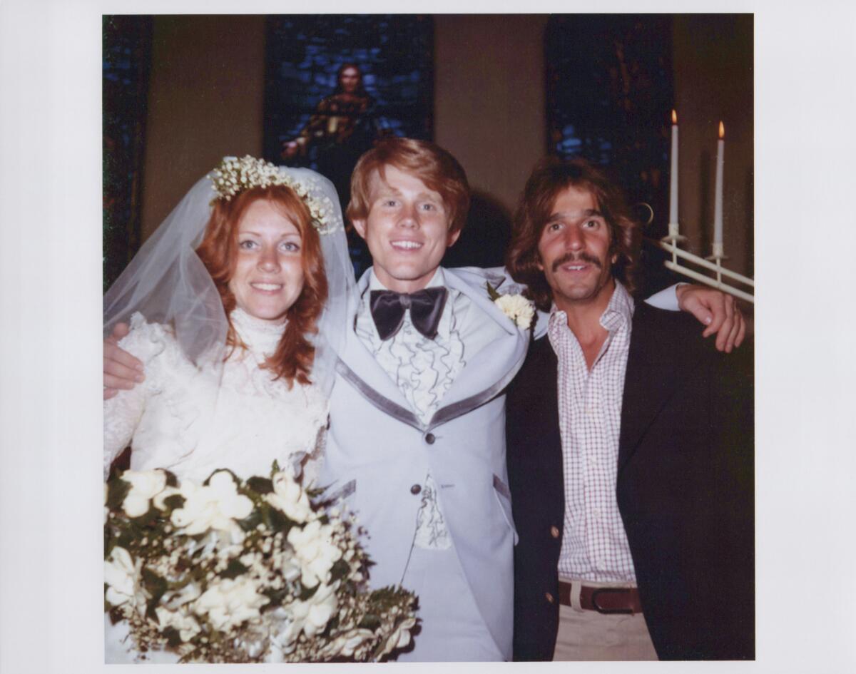 Ron Howard and his new bride, Cheryl, with Henry Winkler at their wedding on June 7, 1975, in a photograph from "The Boys."