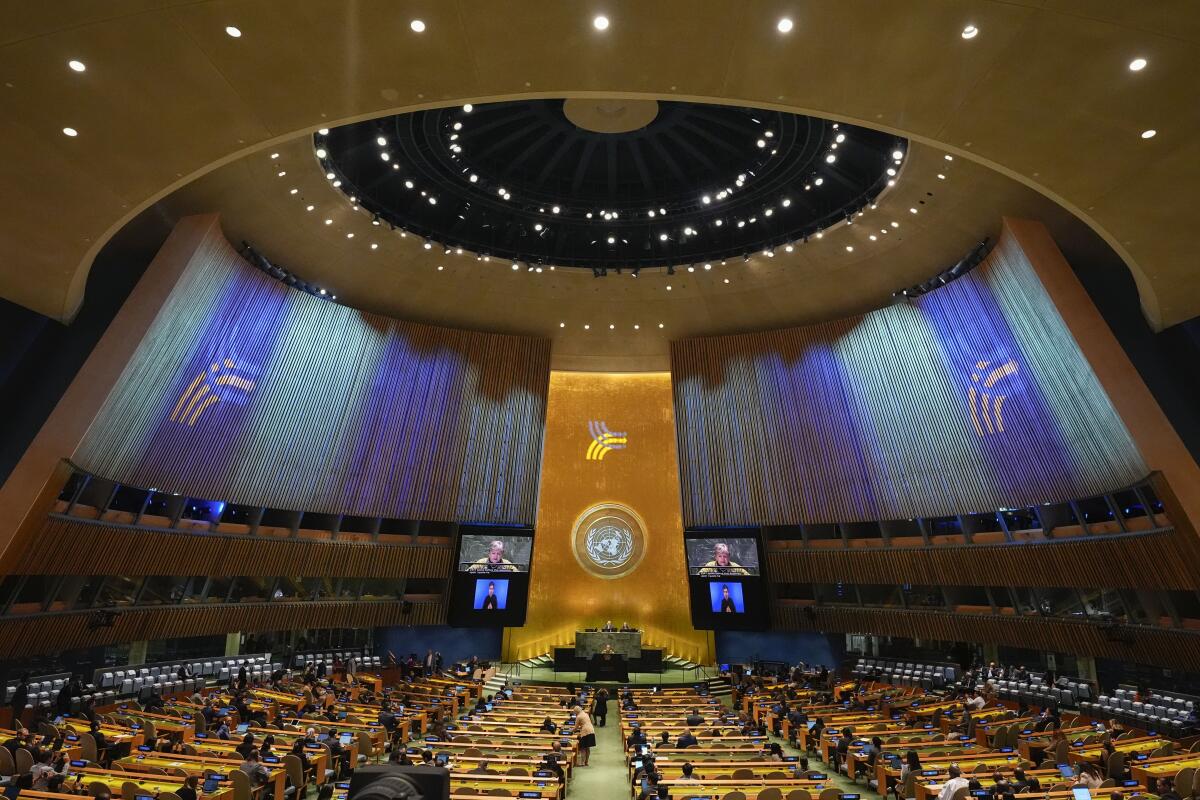 A wide view of the U.N. General Assembly.