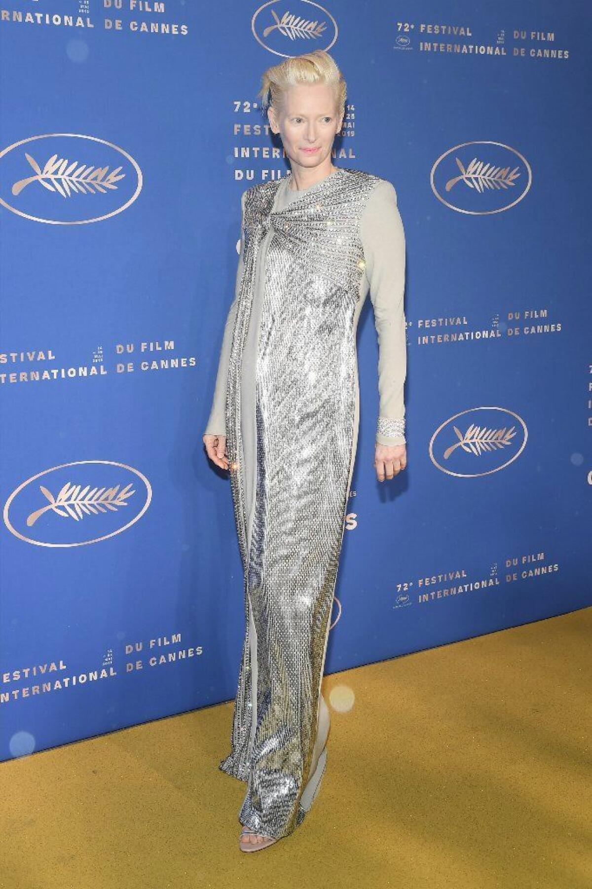Tilda Swinton arrives at the Gala Dinner during the annual Cannes Film Festival on May 14.
