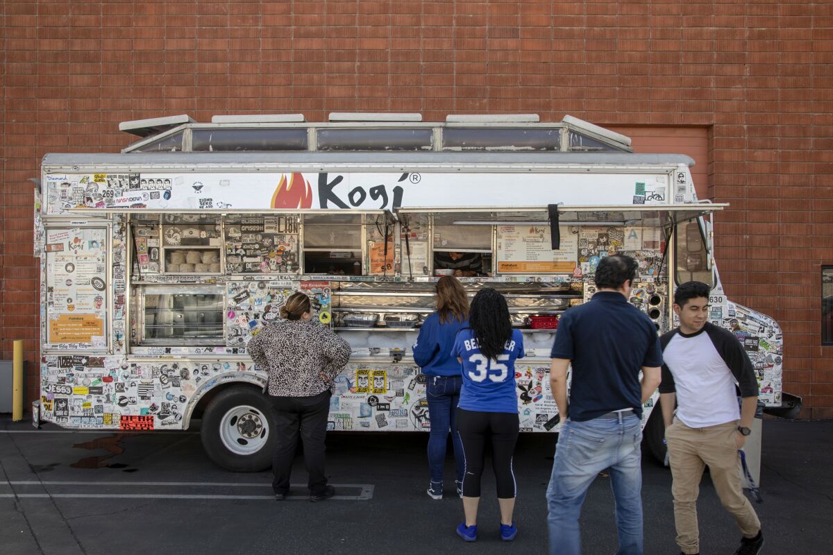 The Kogi food truck during lunch time in Burbank.