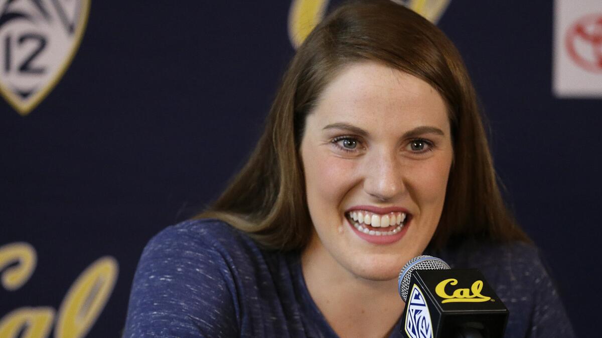 Olympic gold medalist appears at a news conference last month in Berkeley.