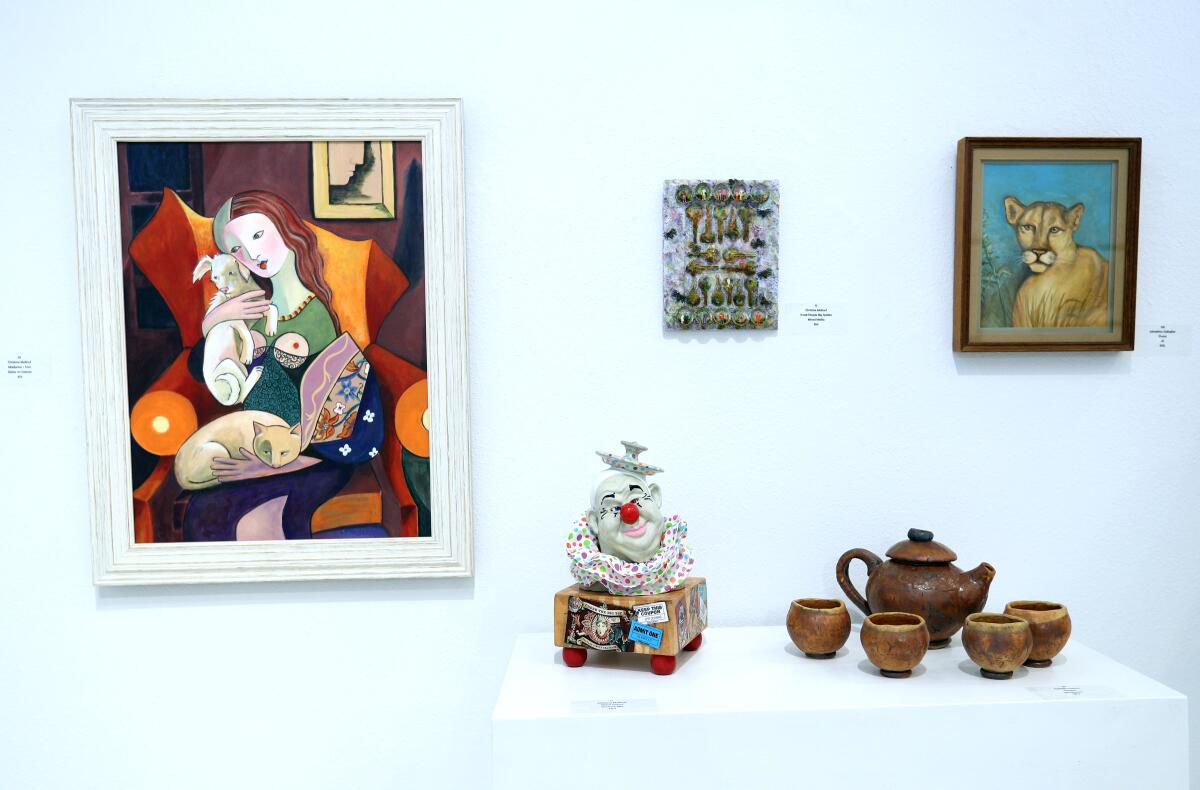 A variety of paintings, mixed-media artwork and ceramics are on display now at the "Instructors Exhibit" at the Betsy Lueke Creative Arts Center in Burbank.