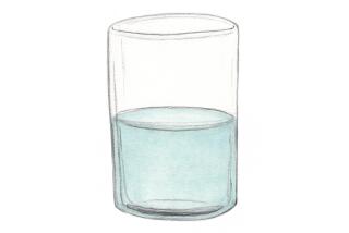 drawing of a half-full or half-empty glass of water