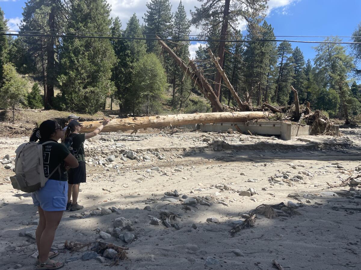 Camp River Glen in the San Bernardino National Forest suffered severe damage from Tropical Storm Hilary.