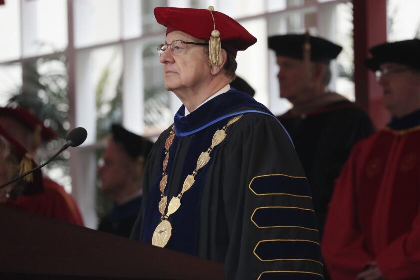 LOS ANGELES, CA - MAY 11, 2018 --- USC President C. L. Max Nikias at The University of Southern California's commencement ceremony that took place morning of Friday, May 11, on the University Park Campus.