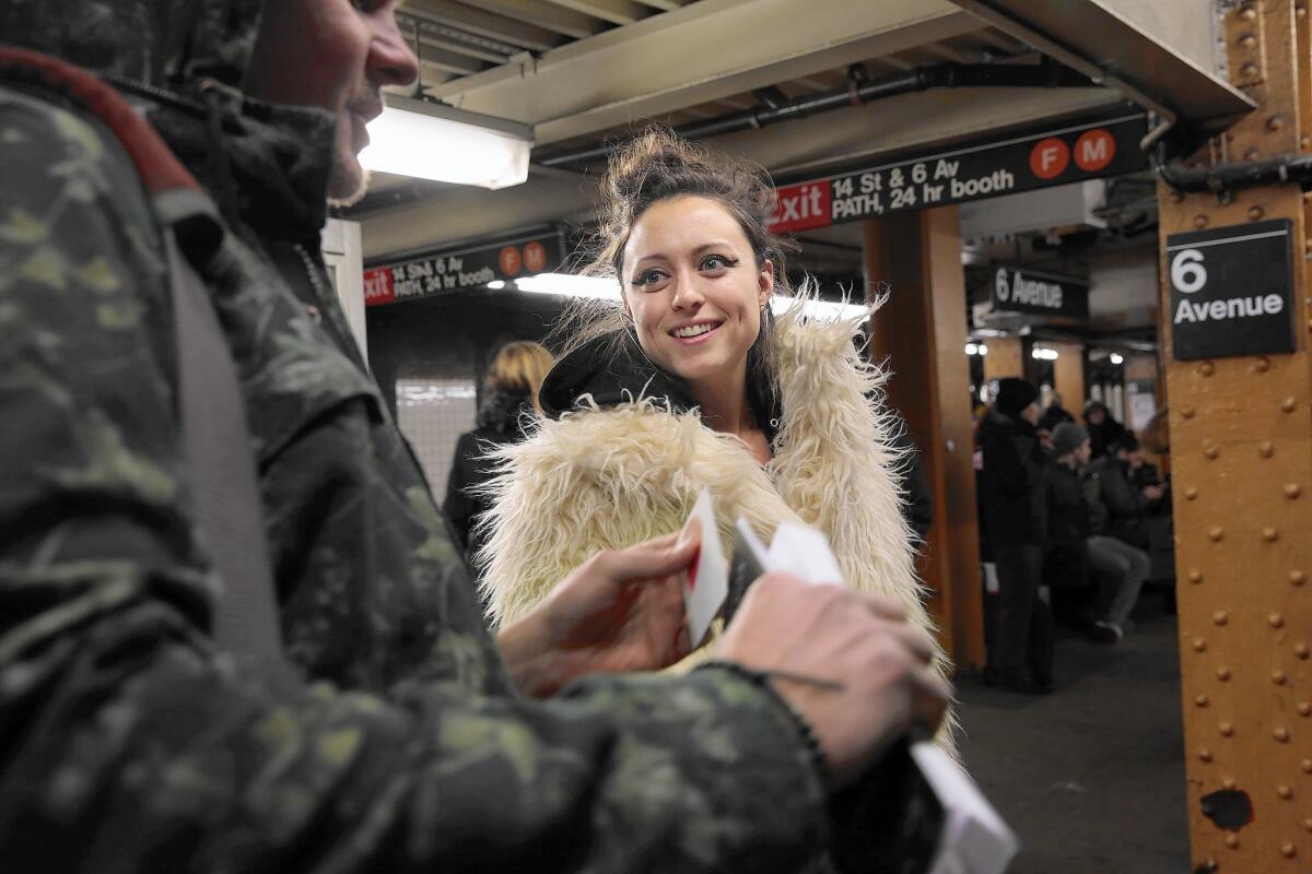 Kady Grant of Train Spottings approaches a stranger in the subway in New York. "Hi, I’m a matchmaker," she always says at the outset to make sure the person doesn’t think she’s looking for a date for herself.