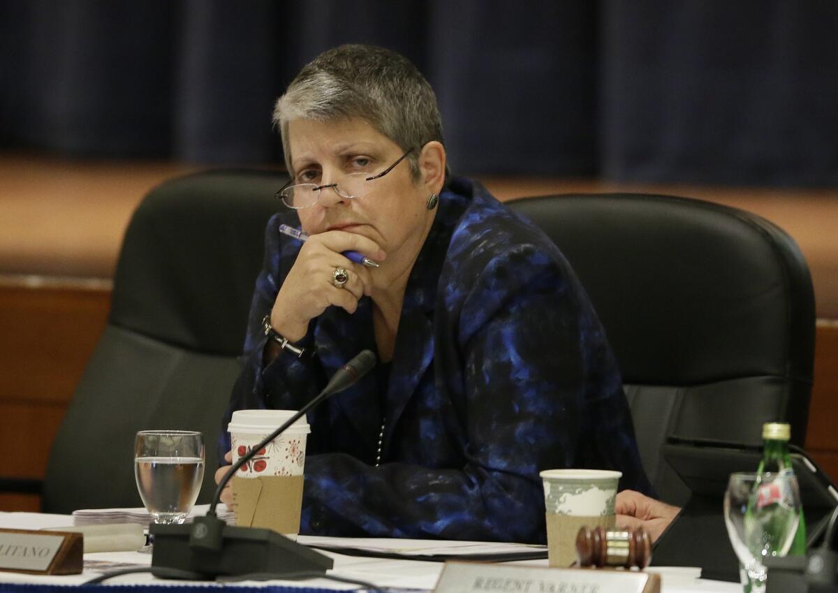 University of California President Janet Napolitano said she didn't use email while she ran the U.S. Department of Homeland Security.