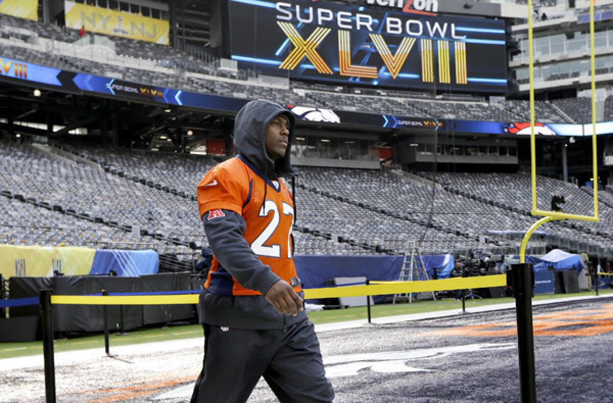 When Broncos running back Knowshon Moreno and his teammates take the field at MetLife Stadium in Super Bowl XLVIII against the Seahawks, it will mark another championship game when L.A. has no team in the NFL.