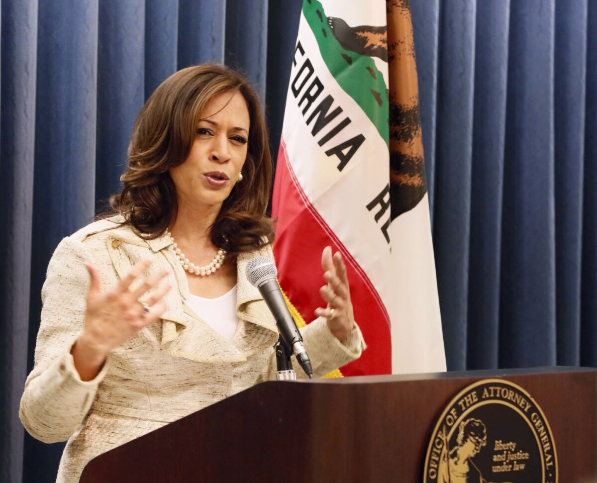 California Atty. Gen. Kamala D. Harris discusses the U.S. Supreme Court ruling on Proposition 8 in Los Angeles. Harris is seen as an up-and-comer among California Democrats.